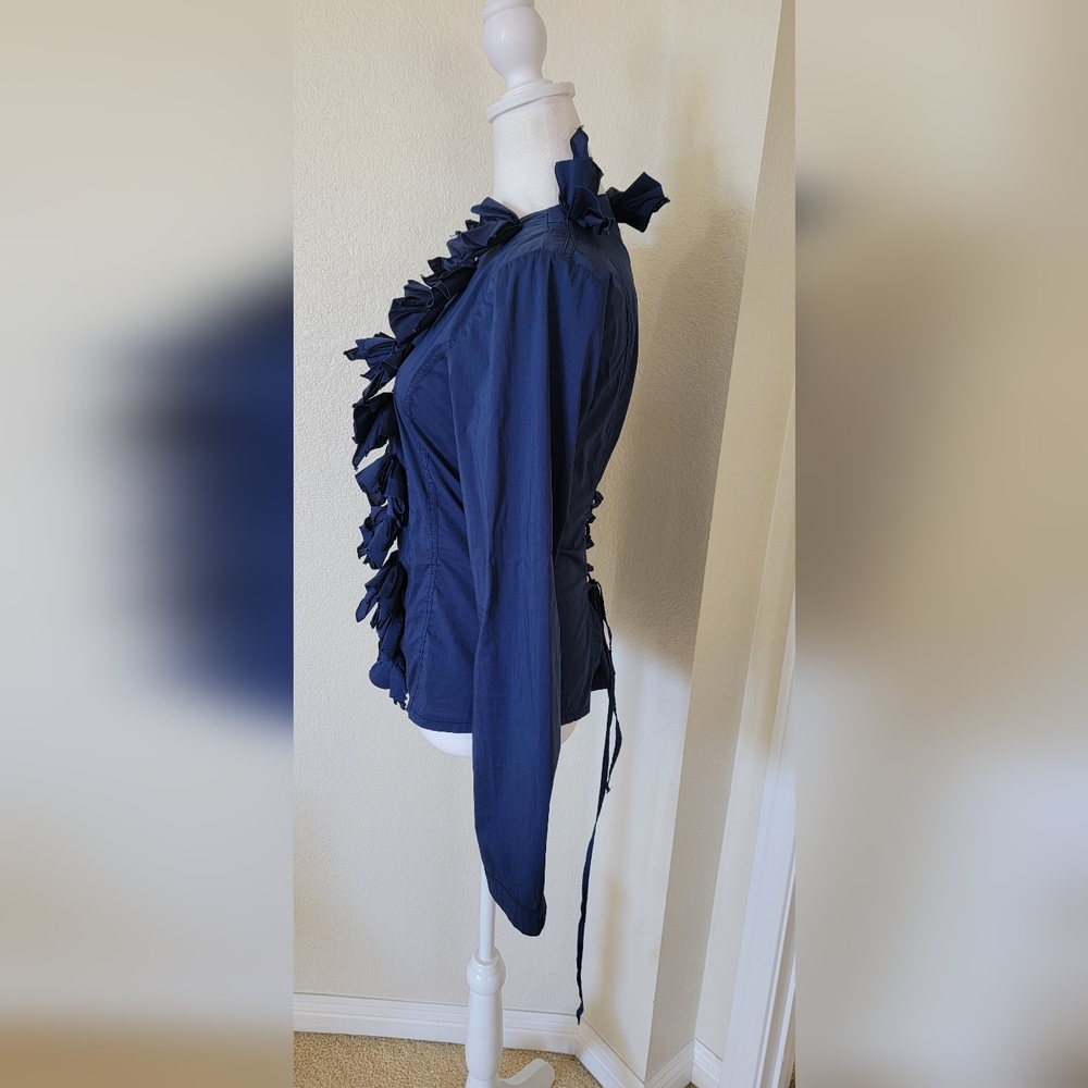 Rinascimento Ruffle Blouse Tie Up Back made in Italy, size L - Picture 5 of 6